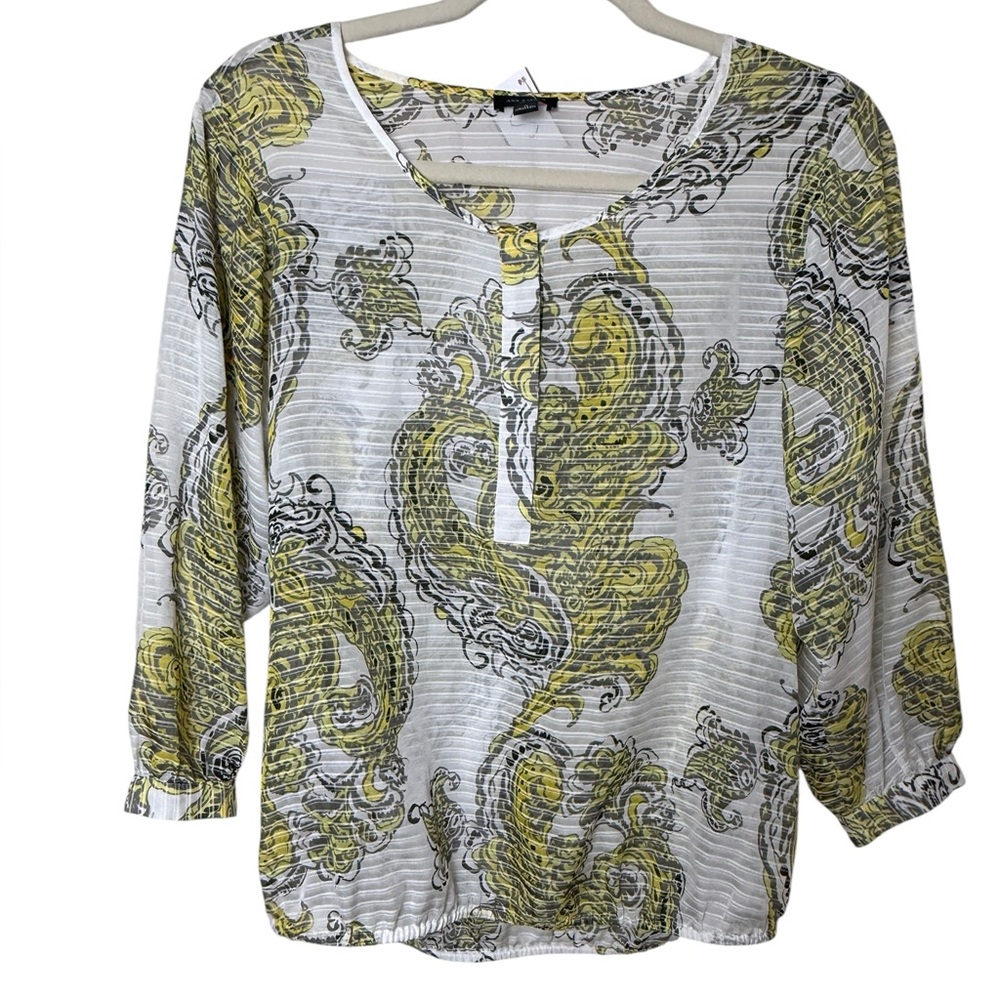 Ann Taylor White and Yellow Paisley Blouse